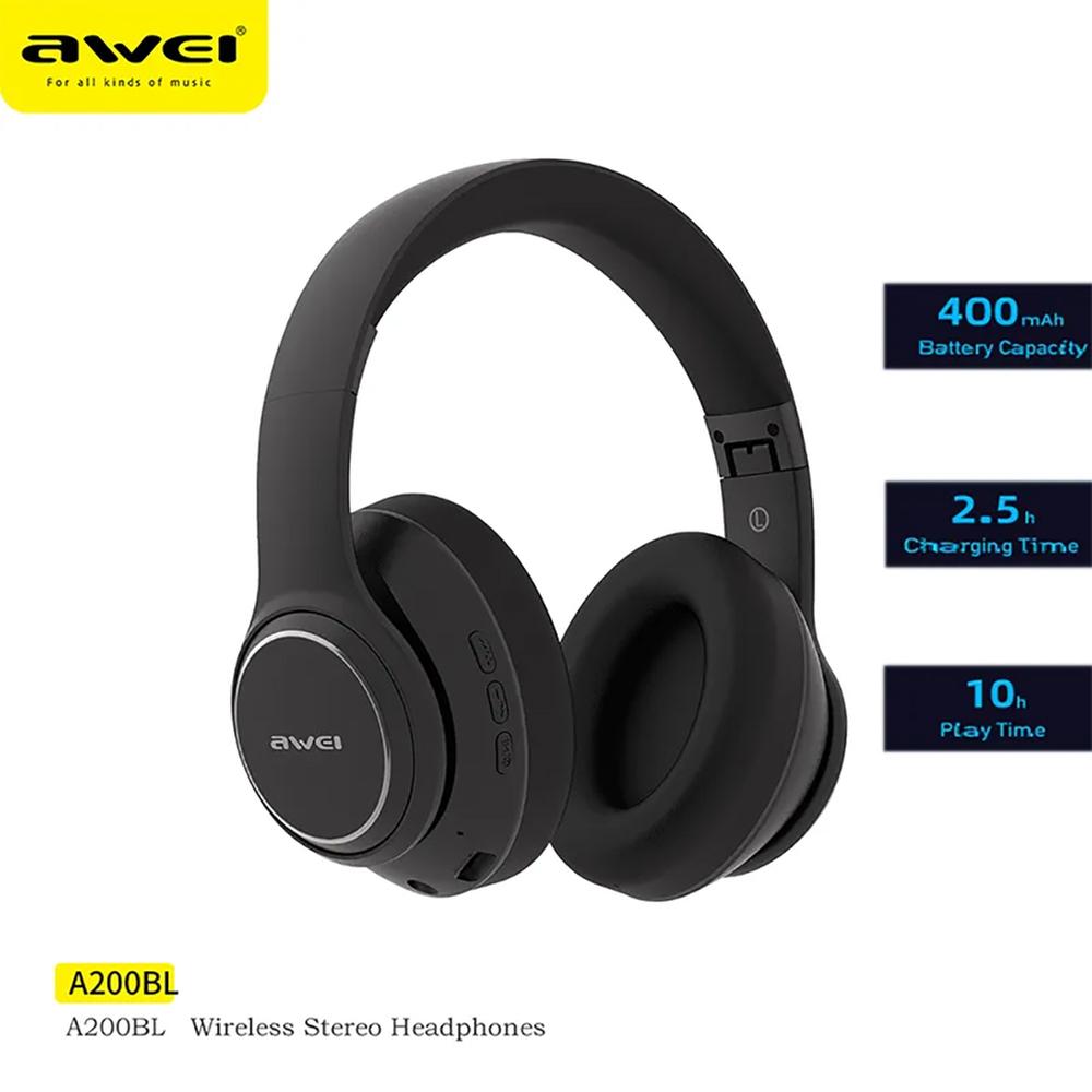 Awei A200BL Bluetooth Headphone-Black Awei