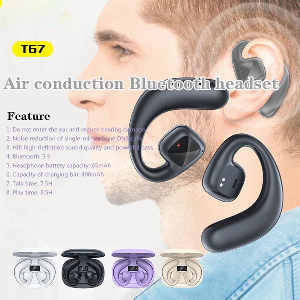 Awei T69 Wireless Air Conduction Bluetooth Earphones – Black Color
