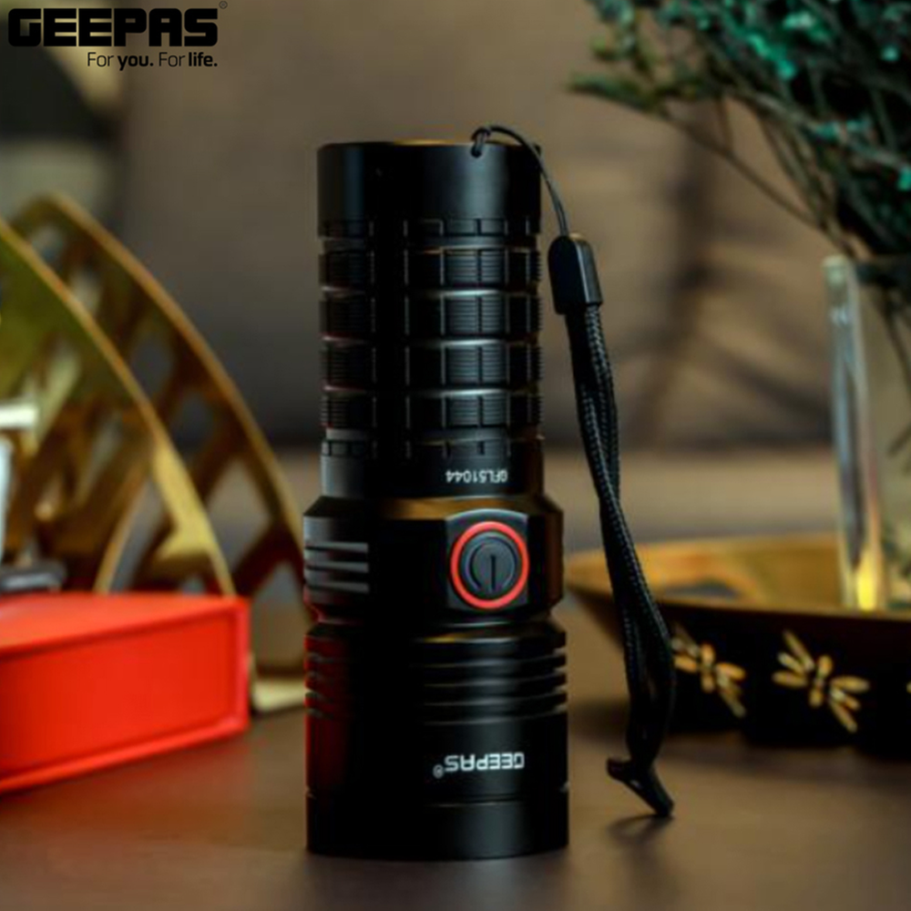 Geepas GFL51044 Rechargeable LED Flashlight And Torch Light With Power Bank