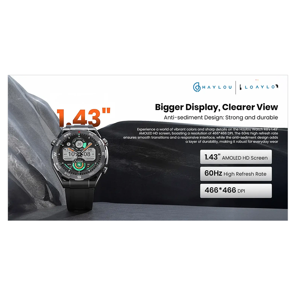 HAYLOU R8 Bluetooth Calling Smart Watch- Black Price in Bangladesh