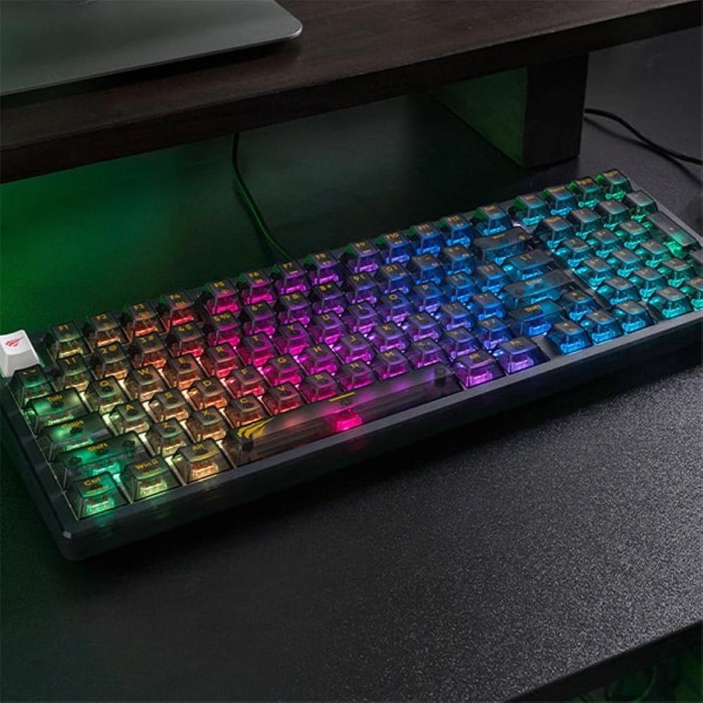 havit customizable backlit keyboard Havit KB875L Gamenote Usb To Type-c Rgb Backlit Custom Lighting Mechanical  Keyboard With Transparent Key Havit