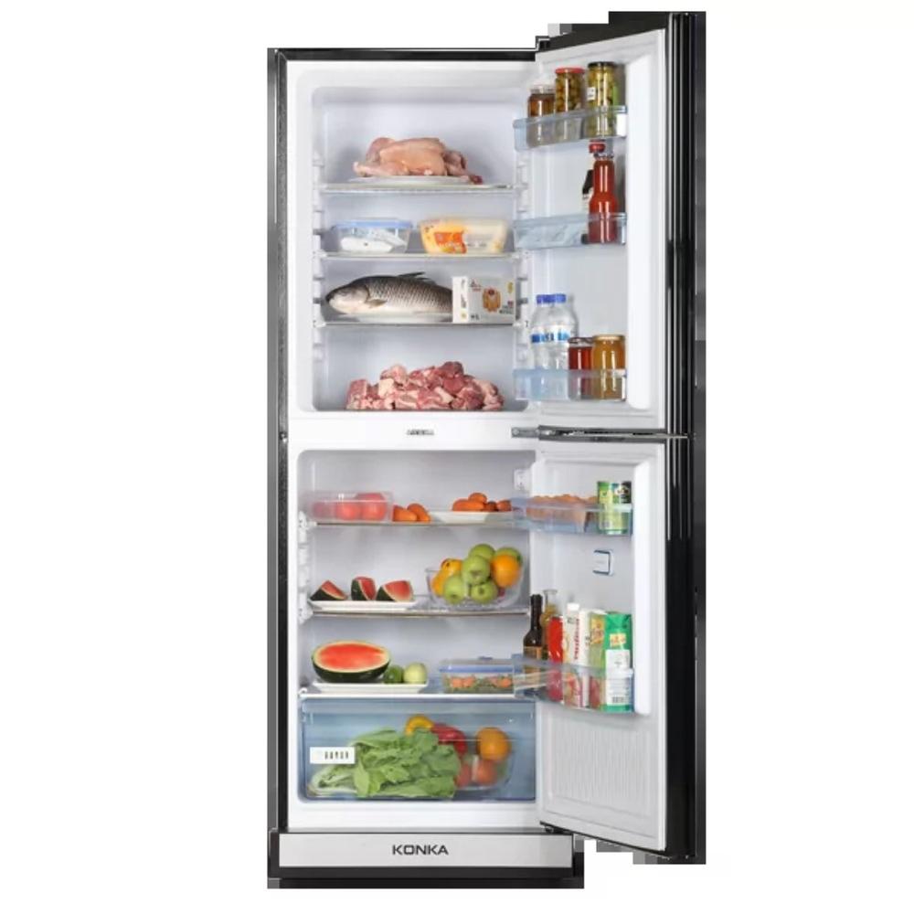 KONKA-KRT-315EIGB Refrigerator-Black, Upper Freezer, Digital
