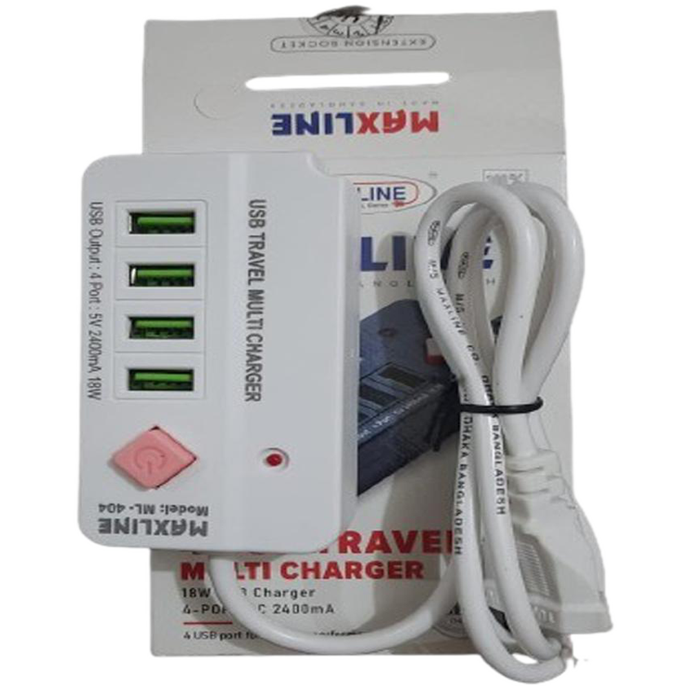MAXLINE ML-404, USB Ports Travel Multi Charger With Feet Cable