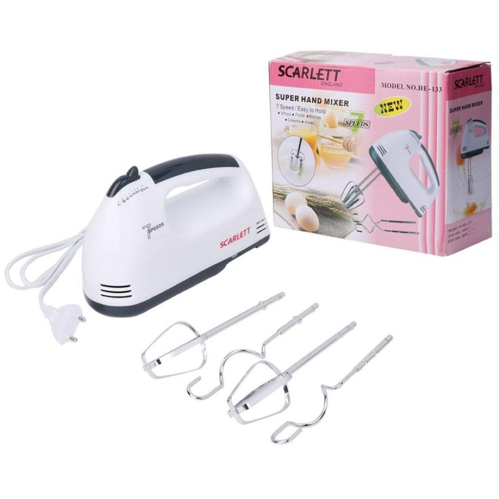 Scarlett Electric Egg Beater and Mixer for Cake Cream White