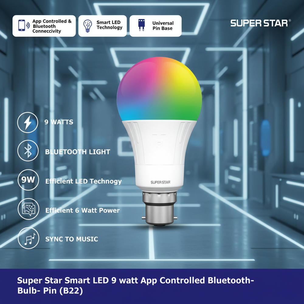 Super Star Smart LED 9 watt App Controlled Bluetooth Bulb- Pin (B22)