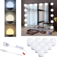 10 Bulbs Dimmable Lights Stick On, 3 Colors Makeup Light, Vanity Lighting Fixtures for Hollywood Mirror (No Mirror Included) image