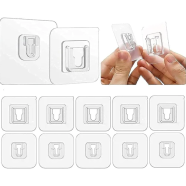 10-Pair Seamless Waterproof Double-Sided Adhesive Hooks – Reusable Socket Holder and Cable Organizer for Wall Storage image