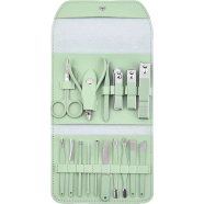 12/16 Pieces Green Ear Spoon and Nail Clipper Set – Home Pedicure and Nail Art Kit (16pcs/Set, Model A) image