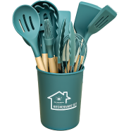 12Pcs Wooden Silicone Kitchen Utensil Set image