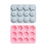 12 Grid Flower Shape Ice Cube Jelly Pudding Cake Baking Tray Mold - C006625