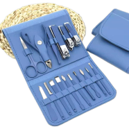 16PCS/Set Stainless Steel Nail Clippers Set With Folding Bag Manicure Cutter Kits Scissors Beauty Nail Tools image