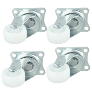 1 Inch 4PC Universal Swivel Casters Furniture Wheel Castor White PP Nylon Dual Roller Wheel For Platform Trolley Chair image