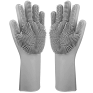 1 Pair of Silicone Gloves Kitchen Cleaning Dishwashing Gloves (Any Colour). image
