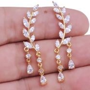 2025 Trendy Angle Wings Crystal Drop Earrings For Women Long Leaf Pendant Dangle For Girls Jewelry Gift Party For Female Wedding icon