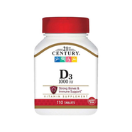 21st Century, D3, 25 mcg (1000 IU), 110 Tablets image