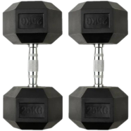 25 Kg Hex Dumbbell 1 Pair (Total 50Kg) - Black image