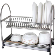 2 Layer Kitchen Dish Rack - Silver image