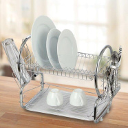 2 Layer Plate Storage Stand Rack - Silver - Kitchen Rack icon