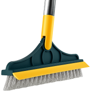 2 in 1 Floor Scrub Brush with Long Handle and Squeegee 120 Degree Rotating Brush image
