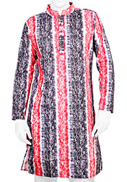 Black/Red/White Printed Short Panjabi image