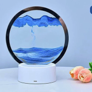3D LED Sand Art Lamp Moving Sandscape Hourglass Rgb Light For Home And Office Decor Without Battery image