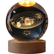 3D Saturn Crystal Ball 6cm With Wooden Frame Engraved Glass Globe Led Night Lamp Solar System Planets Night Light Home Decor Gift For All Ages image