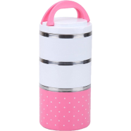3 Layer Lunch Box Set Pink and White image