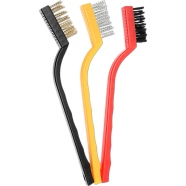 3 Piece Mini Wire Brush Set Steel Brass Nylon Brush For Cleaning image