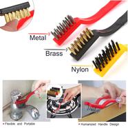 3 Piece Mini Wire Brush Set Steel Brass Nylon Brush For Cleaning image