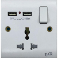 ZAK 3 Pin 2 USB socket with switch (Business series) image