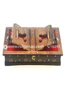 Wooden Rehal Box - Golden Flower Design Box