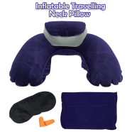 4In1 Double Part Inflatable Travelling Pillow Set With Eye Mask Ear Plug And Pouch Air-inflated is Soft And Comfortable (travelling_pillow_2_blue) Blue - 103354537 icon