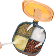 4 Compartment Mosla Box with Spoon – Compact Storage for Halud, Morich, Jeera and More image