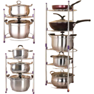 5 Layer Multipurpose Cookware Organizer – Adjustable Pot Rack for Pans, Lids image
