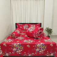 Diamond Touch 5 Piece Premium Twill Cotton Comforter Set (Red Flora Print) image