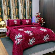 Diamond Touch 5 Piece Premium Twill Cotton Comforter Set (Red Flora Print) image