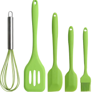 5 Piece Silicone Baking Tools Set – Non-Stick Heat Resistant Bakeware for Cake, Cookies and Pastries (Multicolor) image