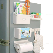 5 in 1 Multifunctional Refrigerator rack Kitchen paper towel rack roll Paper rack Preservation film storage rack magnet side wall hanging shelf icon