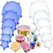 6Pc Kitchen Bowl Cover Set with Reusable Silicone Lids image