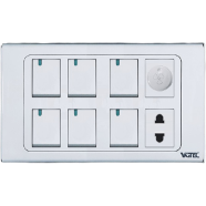 6 Gang switch with fan dimmer and 2 pin socket (Exclusive series) image