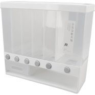 6 Grid Rice Dispenser, 10 L Wall Mounted Dry Food Dispenser, Serial Dispensers, Integrated Transparent Design, Pressed Sealed Rice Box for Cereal, Rice, Candy, Coffee Bean, Snack, Grain icon