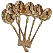 6 Pcs 8 inch Stainless Steel Golden Dinner Spoon Set image