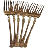 6 Pcs 8 inch Stainless Steel Golden Dinner Fork Set image