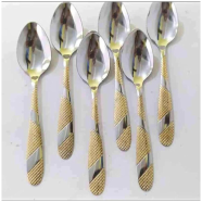 6 Pcs Steel Spoon Set: Multi-Design 6-Inch Long Spoons For Your Kitchen image