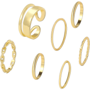 7 Pcs Finger Rings Set for Girls or Women Gold image