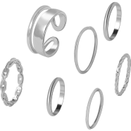 7 Pcs Finger Rings Set for Girls or Women Silver image