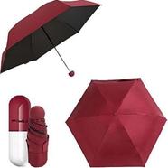 7 inch Mini Folding Umbrella with Cute Capsule Case - Maroon icon