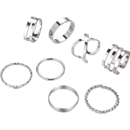 8 Pcs/Set Finger Ring Set for Women or Girl Silver icon