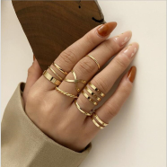 8 Pcs/Set Finger Ring Set for Women or Girl Gold icon