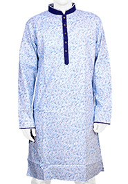 Light Blue Printed Short Panjabi (P126) image